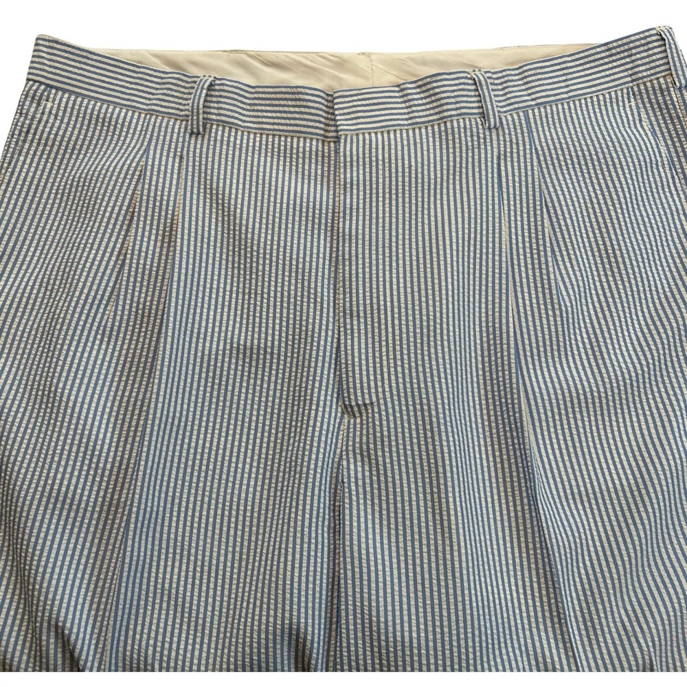 Giorgio Inserti Mens Seersucker Stripe Pants Blue White Big & Tall Pics for Size